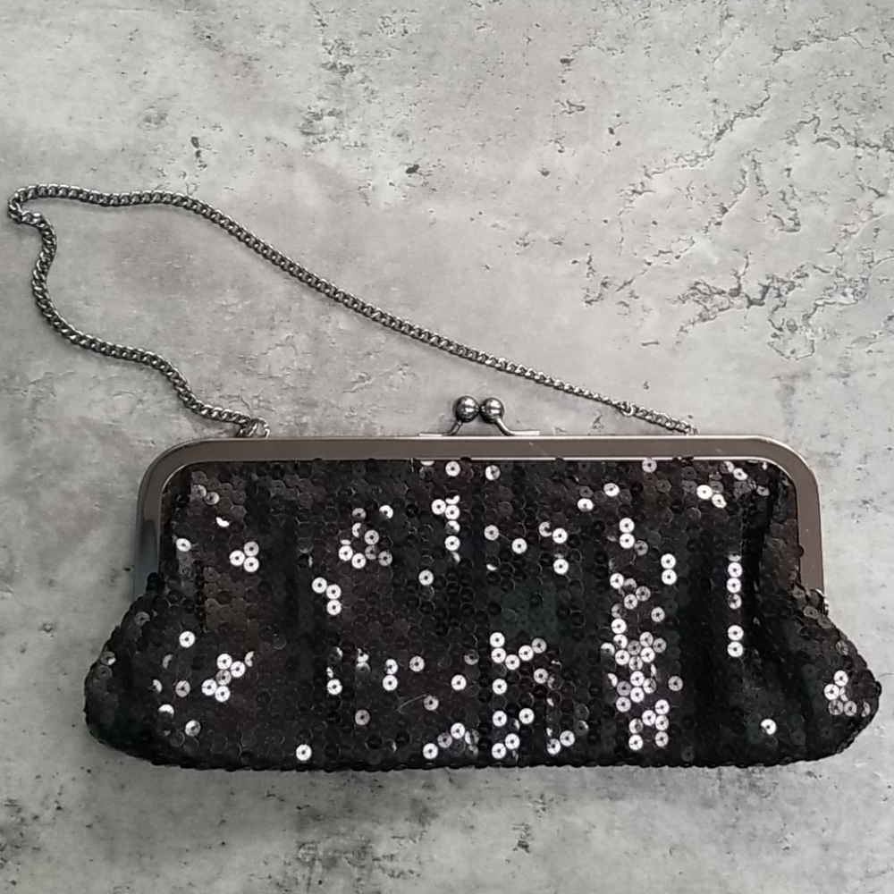 Black sequined wedding, prom, cocktail clutch /mini bag